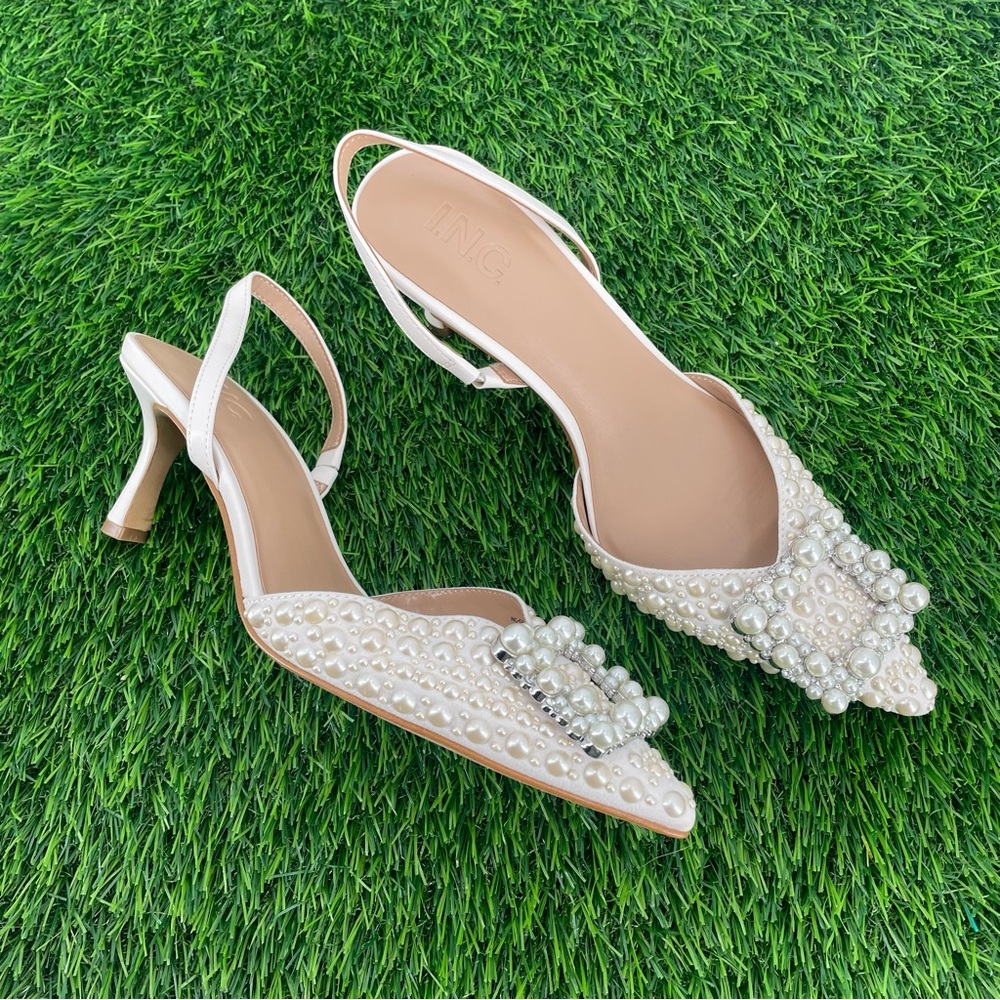 I.N.C. International Concepts Gevira Pointed-Toe Slingback Wedding Bride Pumps